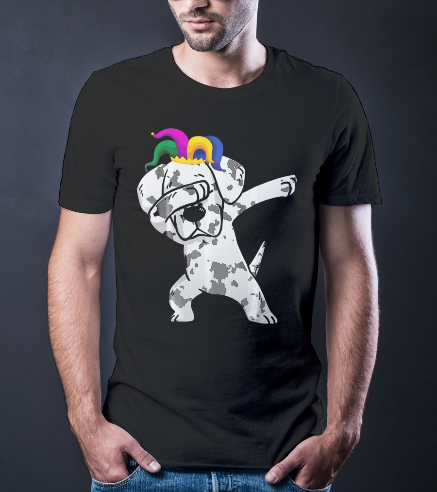 Dabbing Great Dane Jester Hat Mardi Gras Dance Fun T-Shirt