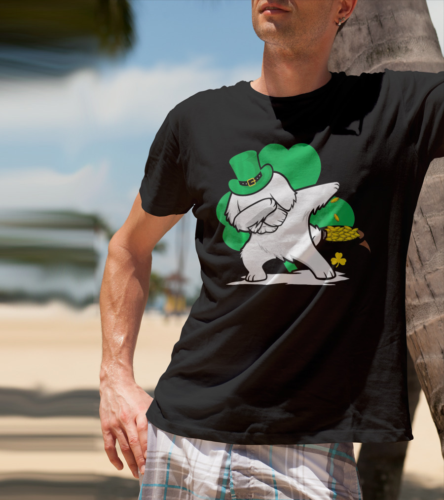 Maltese Dog Dabbing Leprechaun Dance St Patricks Day T-Shirt