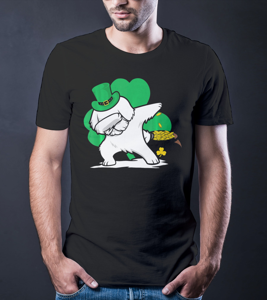 Maltese Dog Dabbing Leprechaun Dance St Patricks Day T-Shirt