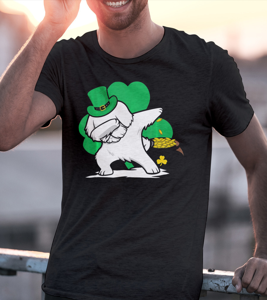 Maltese Dog Dabbing Leprechaun Dance St Patricks Day T-Shirt