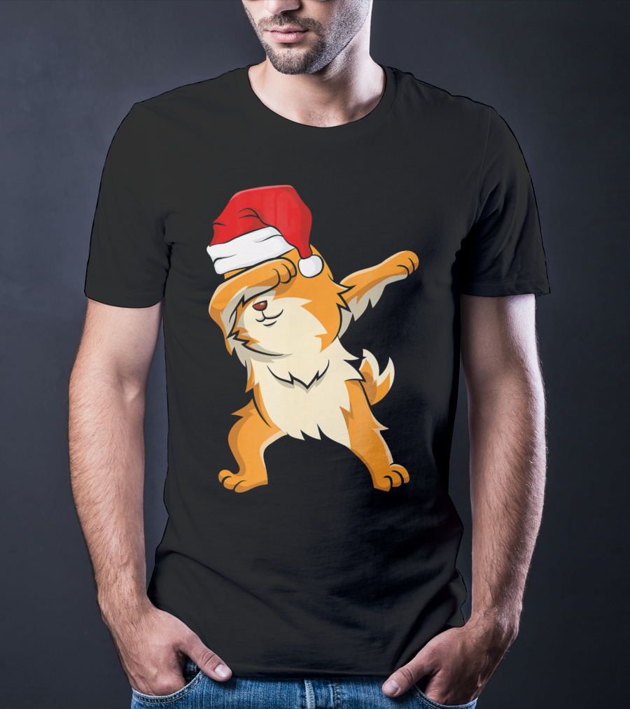 Dabbing Pomeranian With Santa Hat T-Shirt
