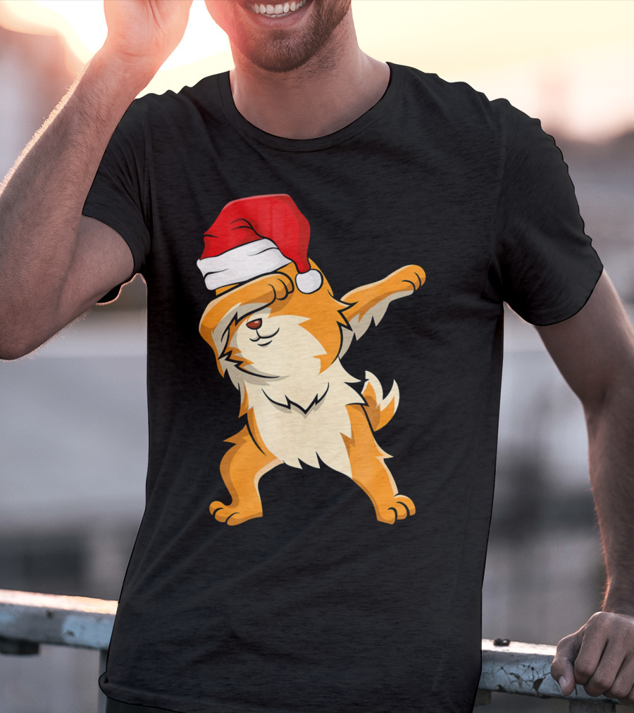 Dabbing Pomeranian With Santa Hat T-Shirt