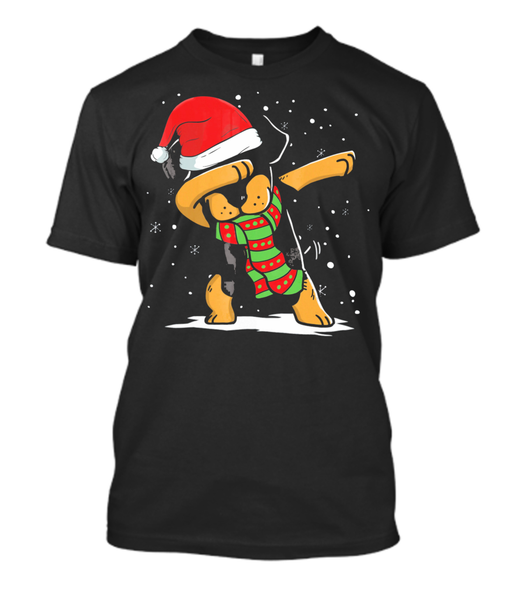 Dabbing Rottweiler Santa Christmas Dog With Scarf Love T-Shirt