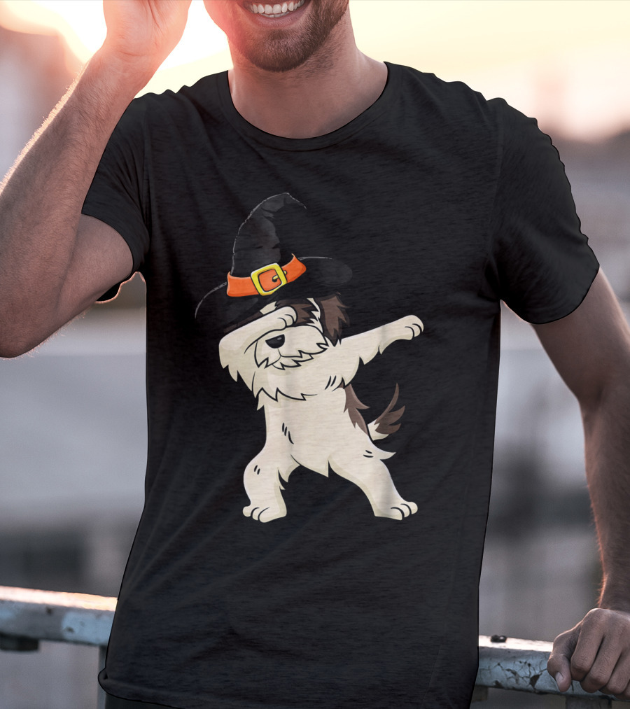 Dabbing Shih Tzu In Witch Hat Halloween T-Shirt
