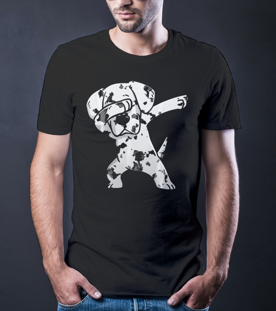 Dabbing White Great Dane Dab Dance Spotted Dog T-Shirt