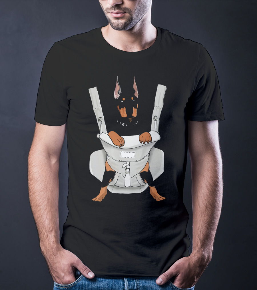 Carrier Doberman With Cartoon Baby Harness T-Shirt