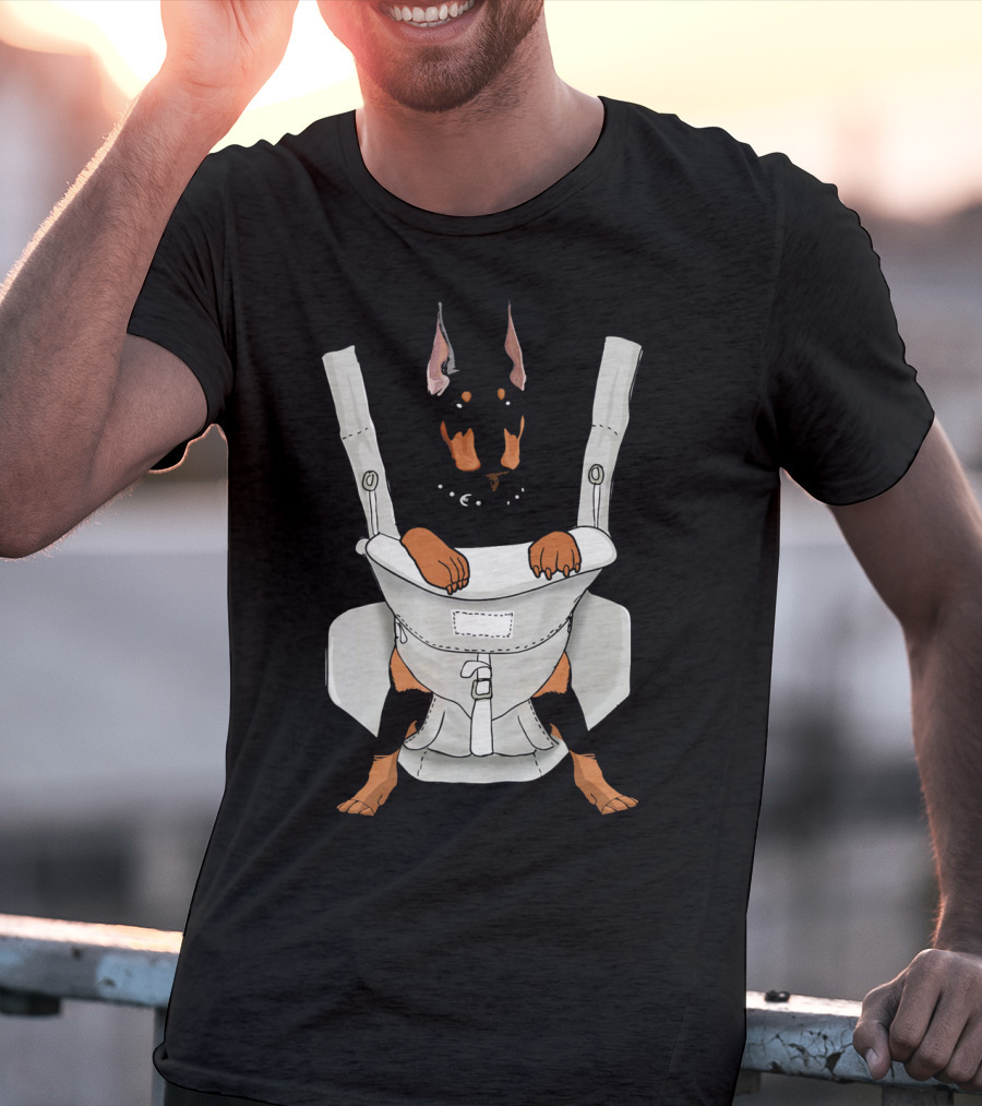 Carrier Doberman With Cartoon Baby Harness T-Shirt