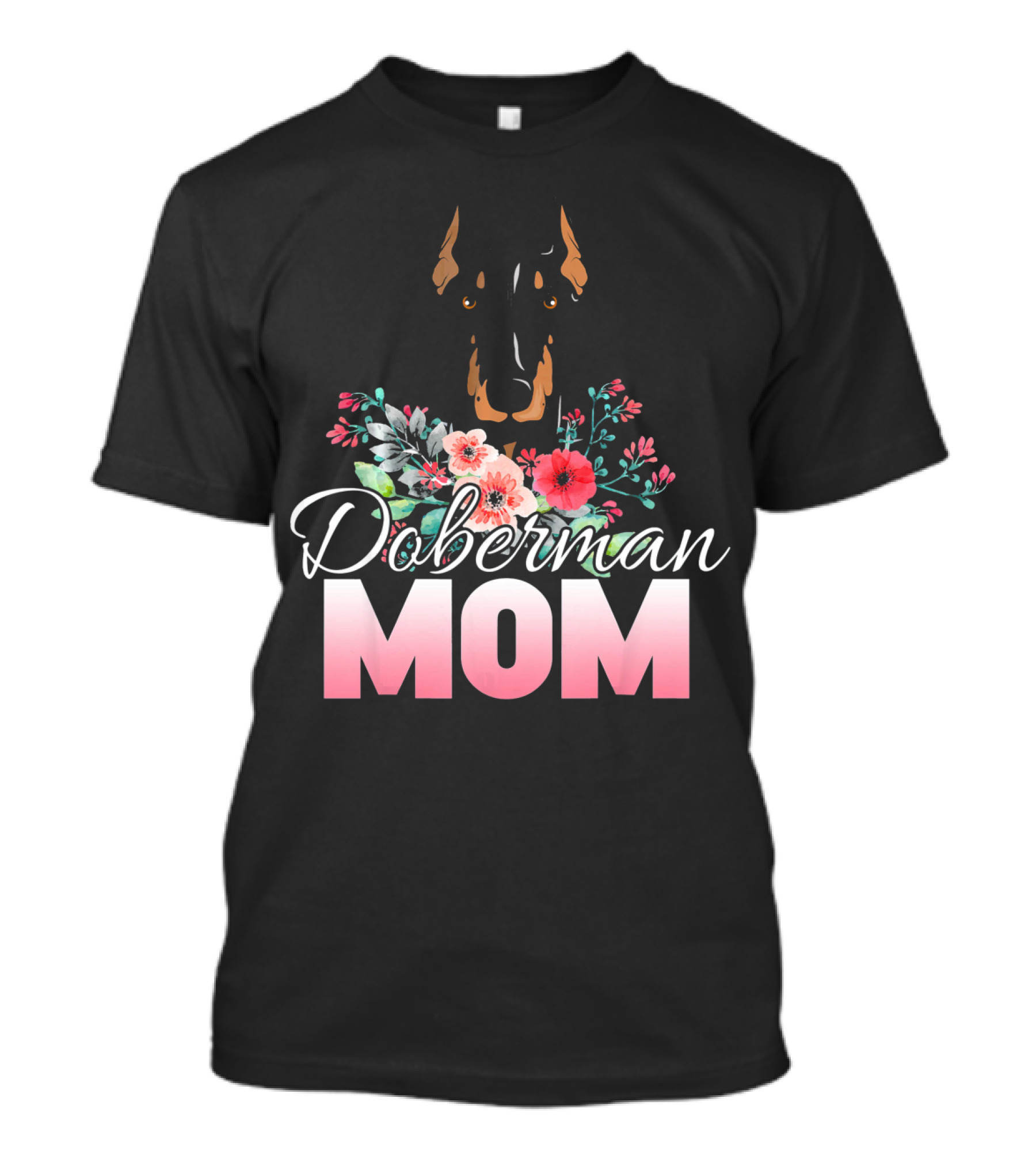 Doberman Mom Floral T-Shirt