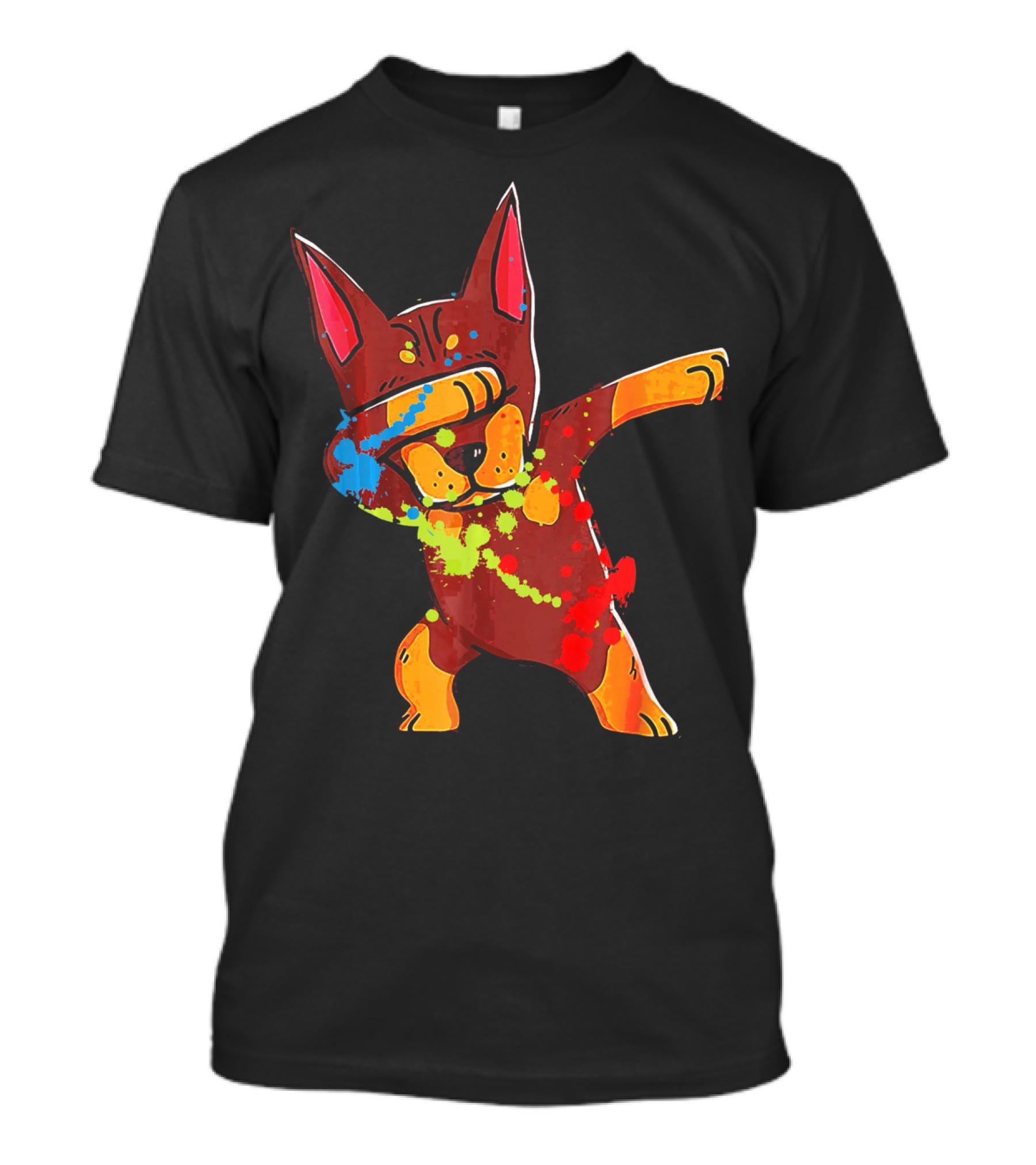 Doberman Pinscher Colorful Dabbing Funny Dab Dance T-Shirt