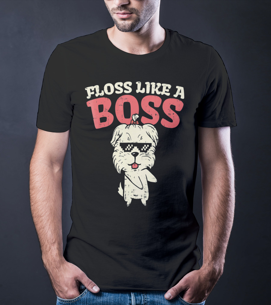 Floss Like A Boss Dance Flossing Shih Tzu With Sunglasses T-Shirt