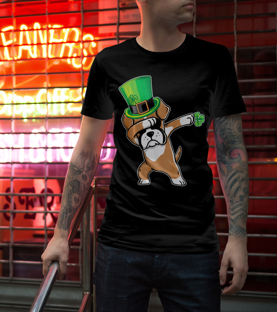 Funny Boxer Dog Dabbing St. Patrick's Day Dance T-Shirt