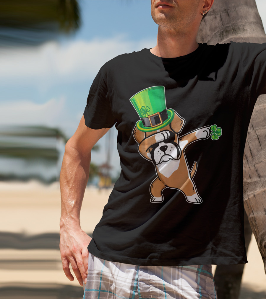 Funny Boxer Dog Dabbing St. Patrick's Day Dance T-Shirt