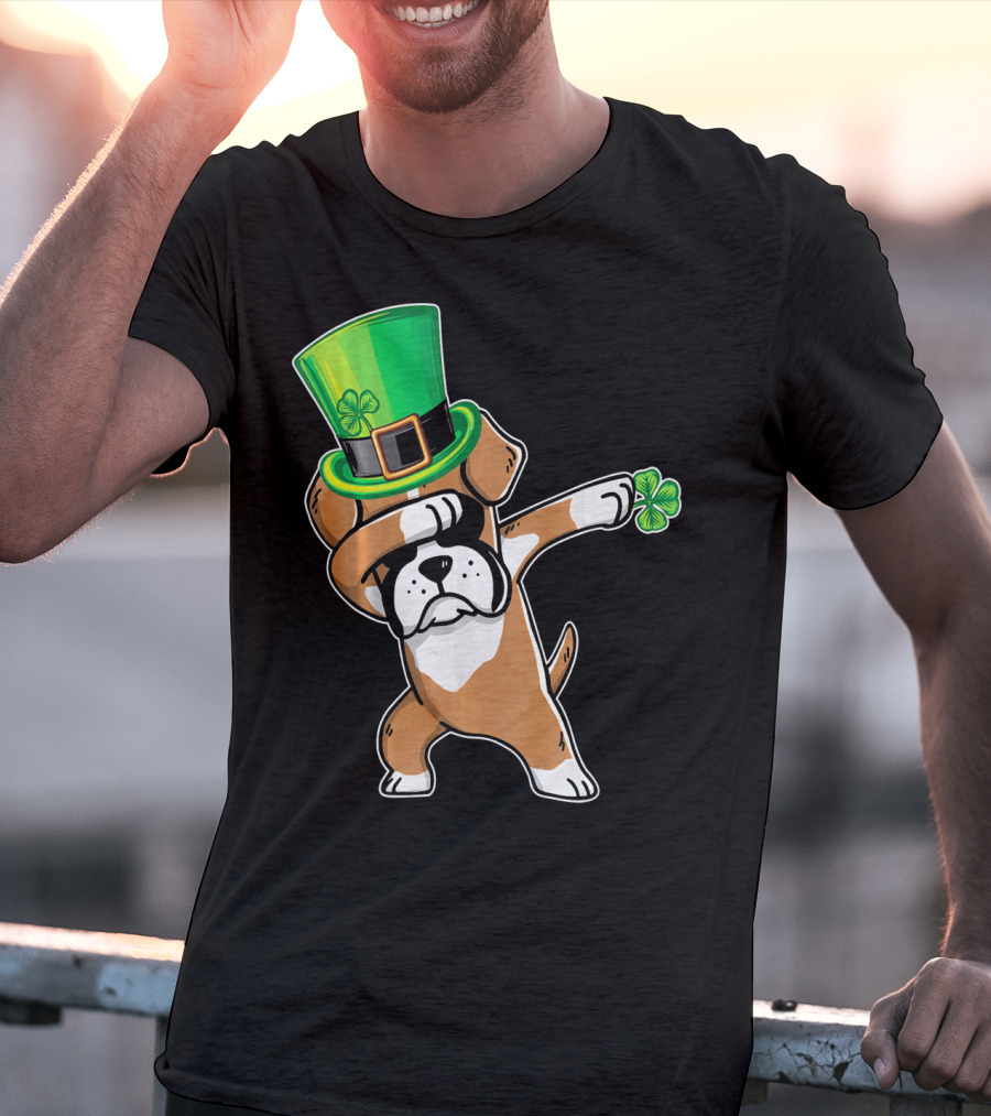Funny Boxer Dog Dabbing St. Patrick's Day Dance T-Shirt