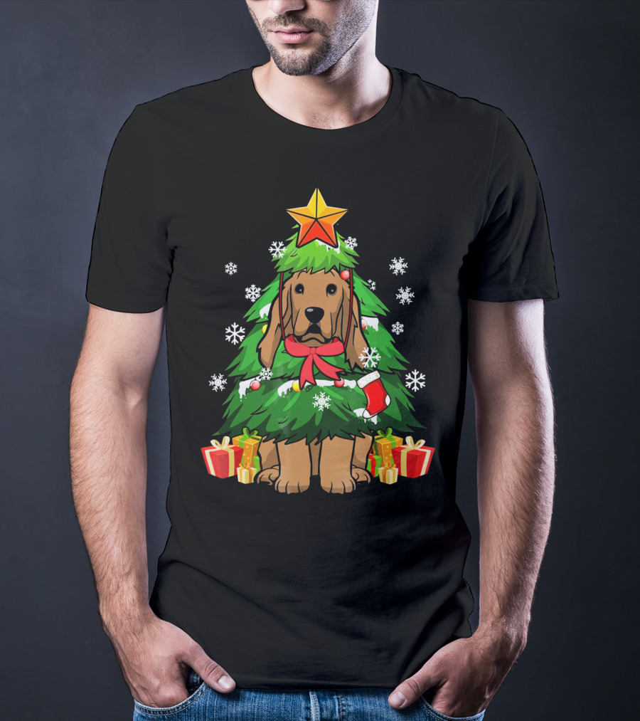 Cocker Spaniel Christmas Tree With Gifts And Snowflakes T-Shirt