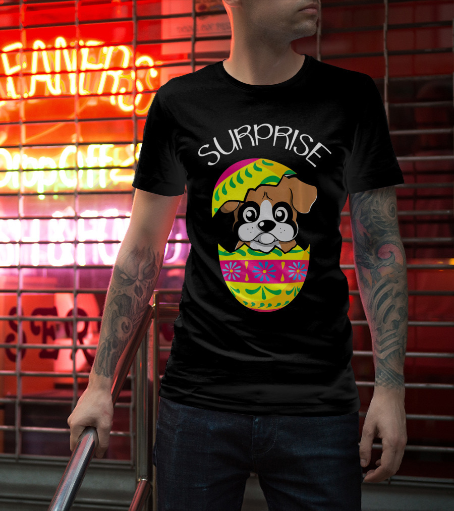 Surprise Funny Cute Puppy Boxer Hatches Easter Egg T-Shirt