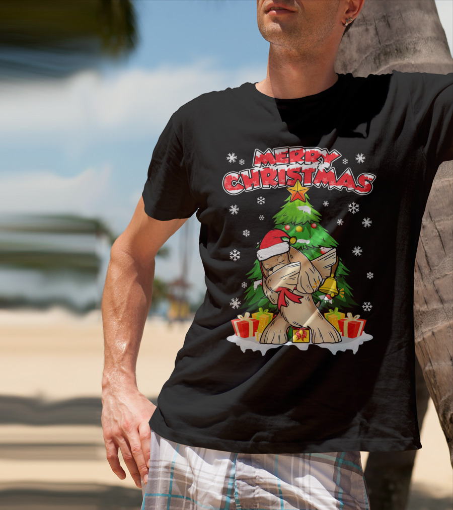 Merry Christmas Funny Dabbing Cocker Spaniel Holiday Tree Snowflakes Presents T-Shirt