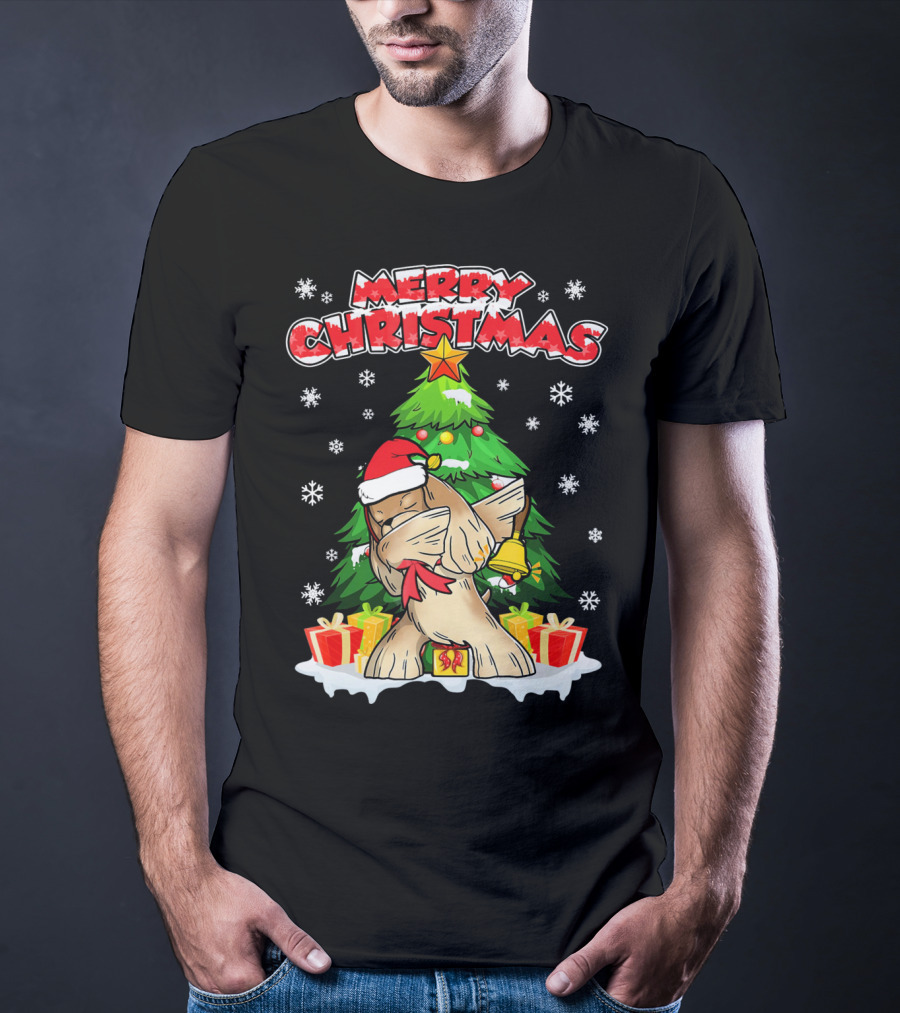 Merry Christmas Funny Dabbing Cocker Spaniel Holiday Tree Snowflakes Presents T-Shirt