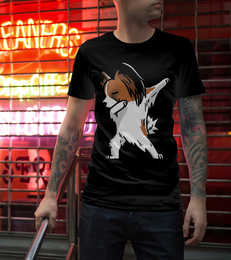 Funny Dancing Papillon Dog Birthday Celebration Party T-Shirt