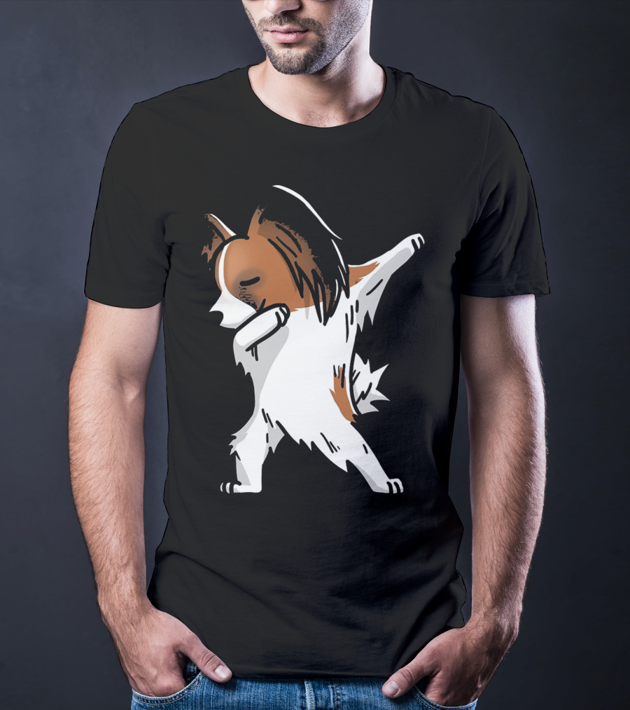 Funny Dancing Papillon Dog Birthday Celebration Party T-Shirt