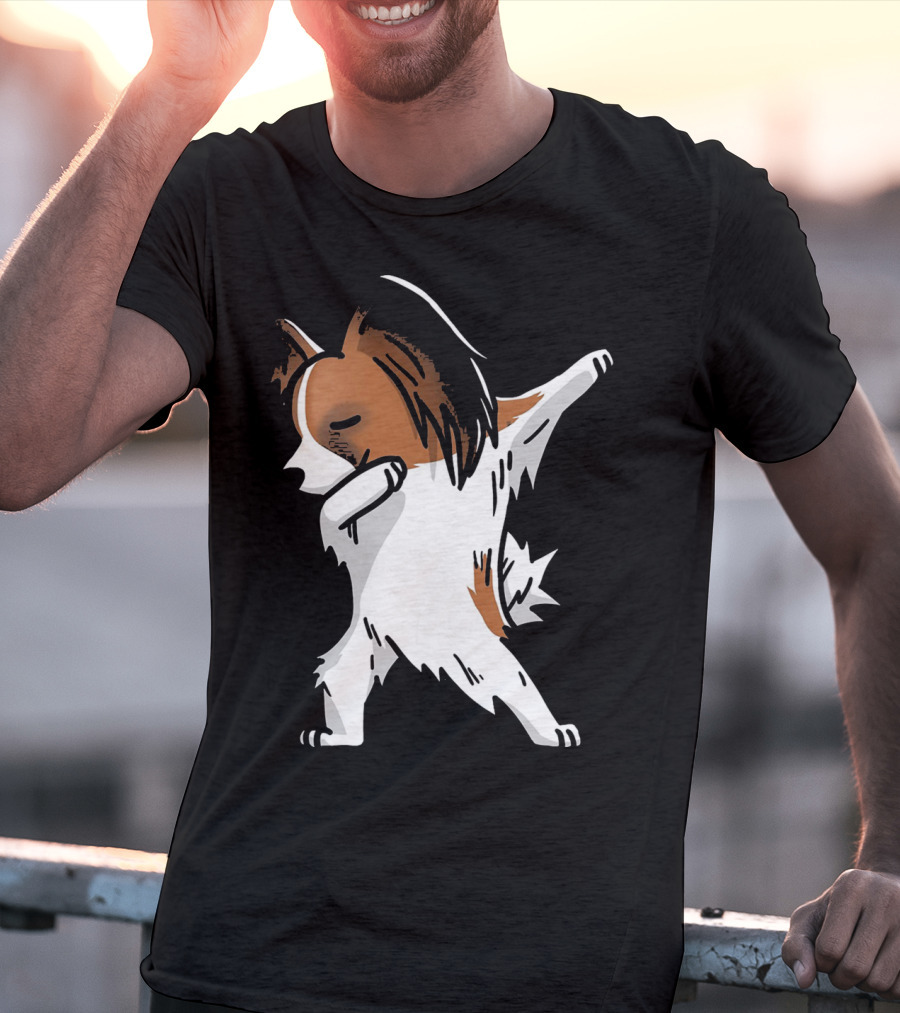 Funny Dancing Papillon Dog Birthday Celebration Party T-Shirt