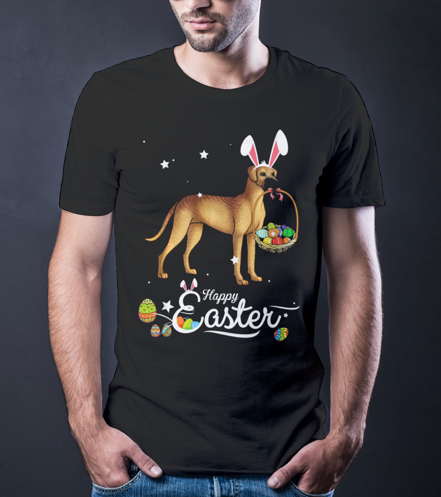 Happy Easter Great Dane Bunny Ears With Eggs Basket T-Shirt