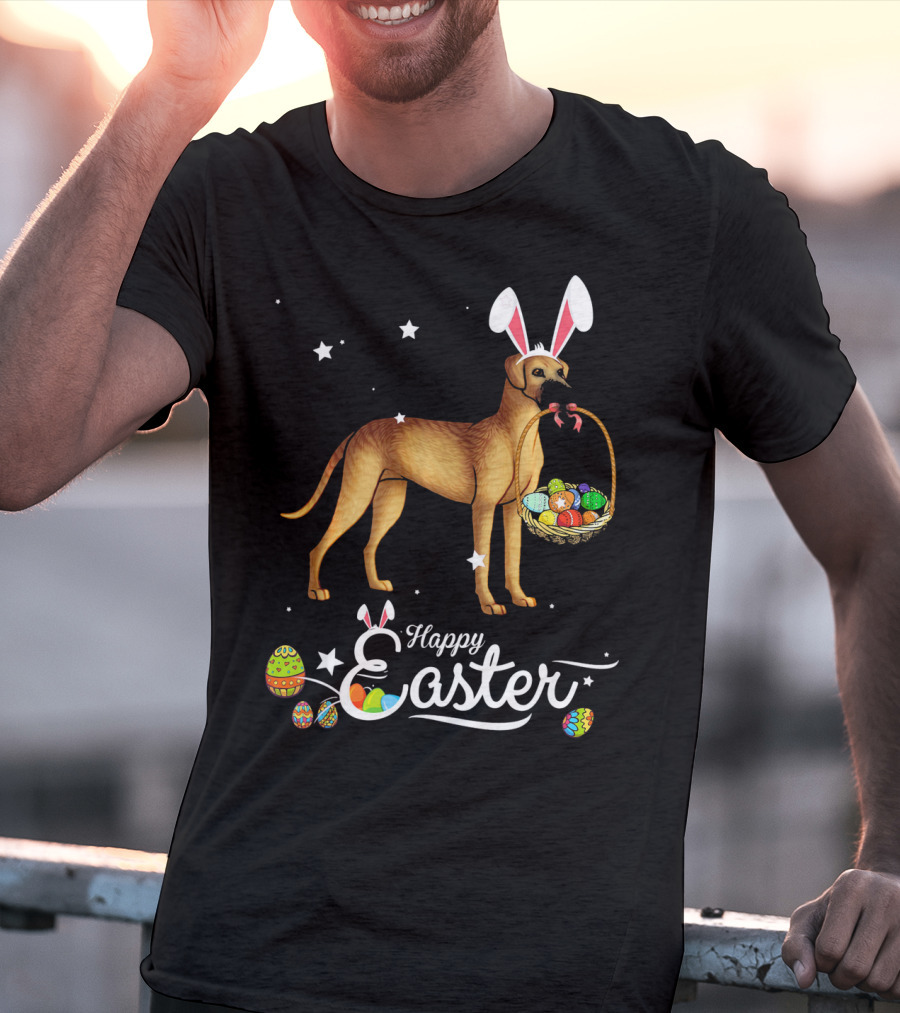 Happy Easter Great Dane Bunny Ears With Eggs Basket T-Shirt