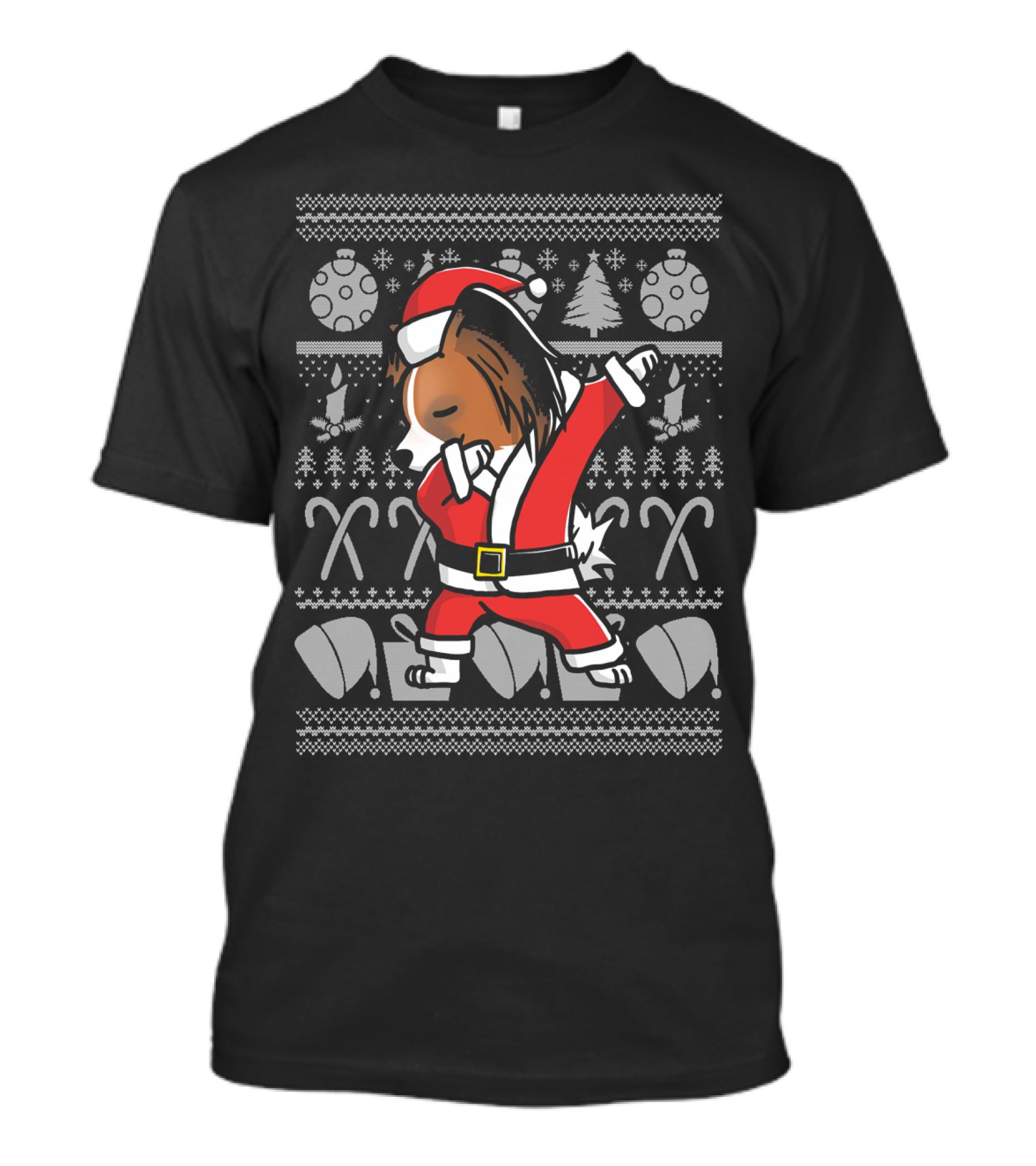 Funny Christmas Papillon Dabbing Santa Dog Dab T-Shirt