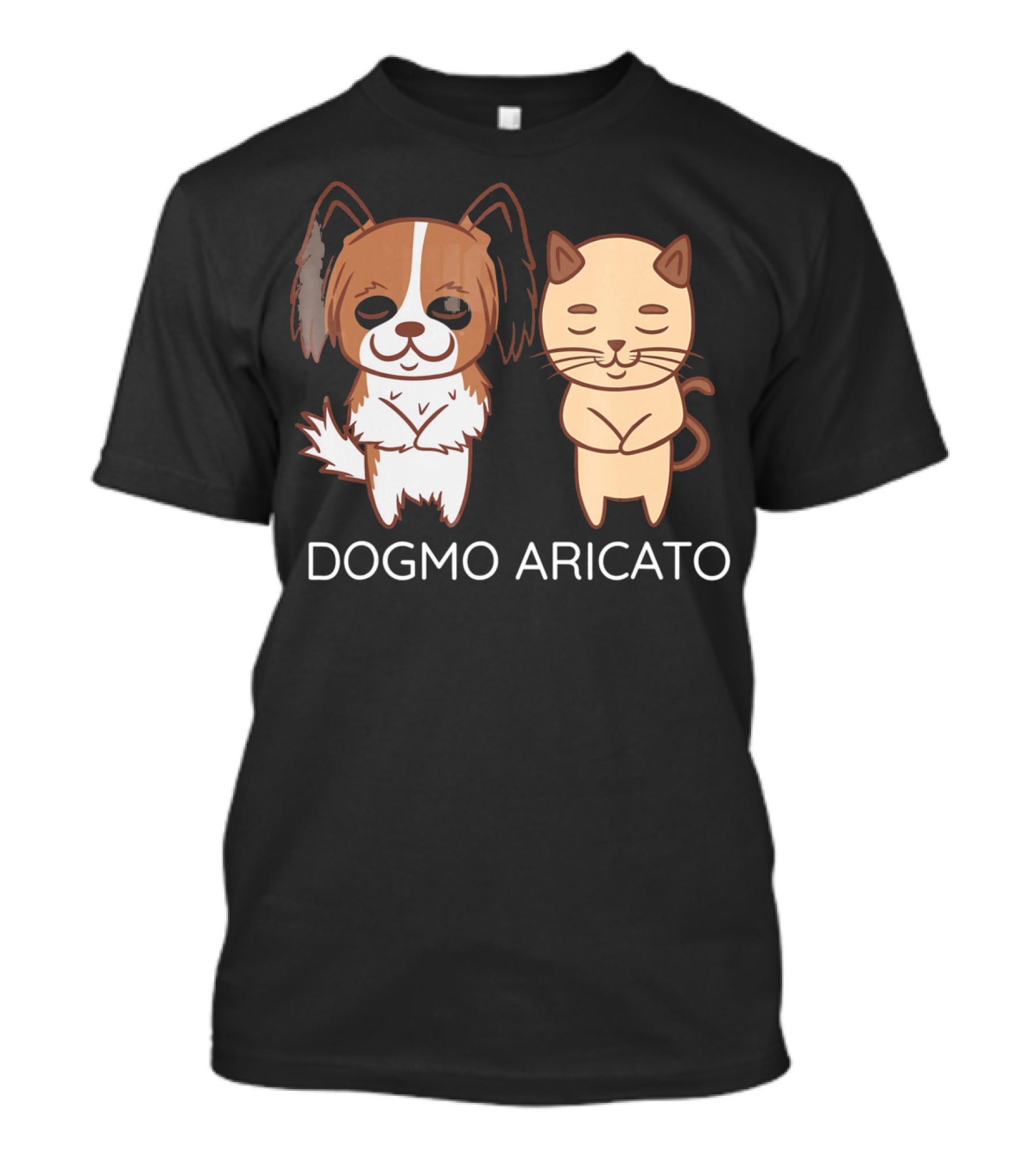Funny Papillon Dogmo Aricato Dog And Cat Duo T-Shirt