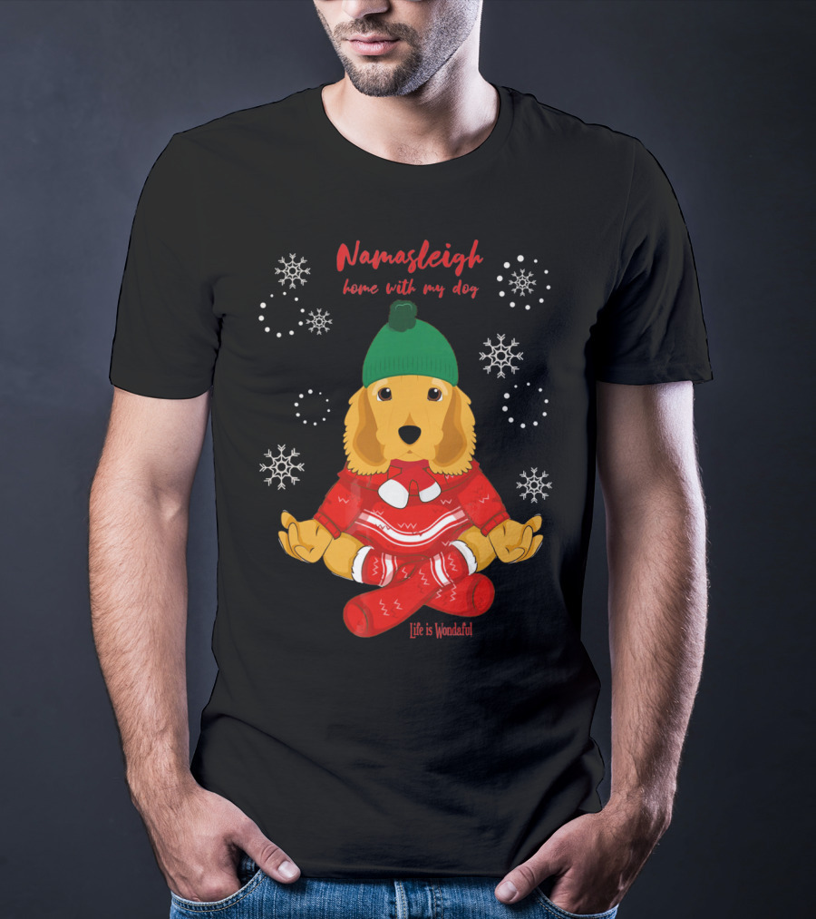 Namasleigh Cocker Spaniel Love Christmas Yoga Dog Life Is Wonderful T-Shirt