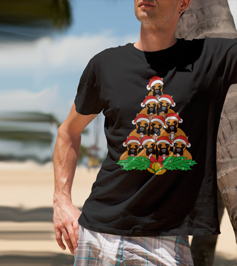 Great Dane Christmas Santa Hat Tree Dog Xmas Lover T-Shirt