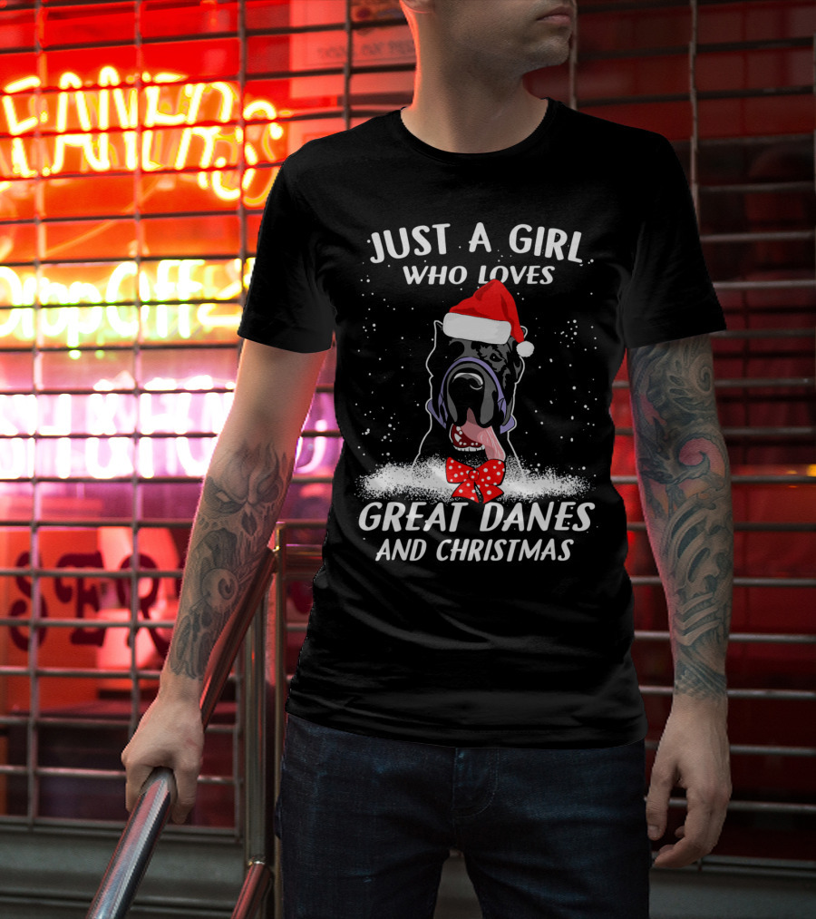 Just A Girl Who Loves Great Danes And Christmas T-Shirt