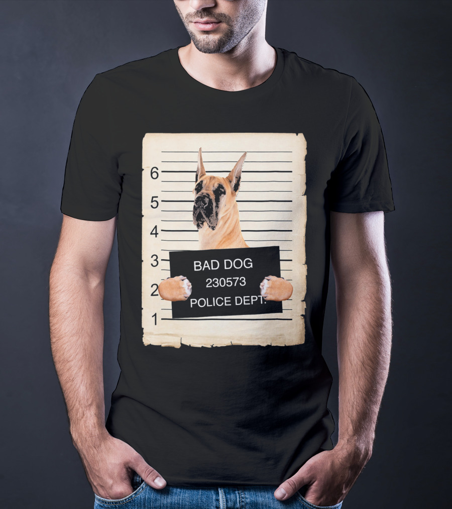 Great Dane Bad Dog Police Dept Mugshot 230573 T-Shirt
