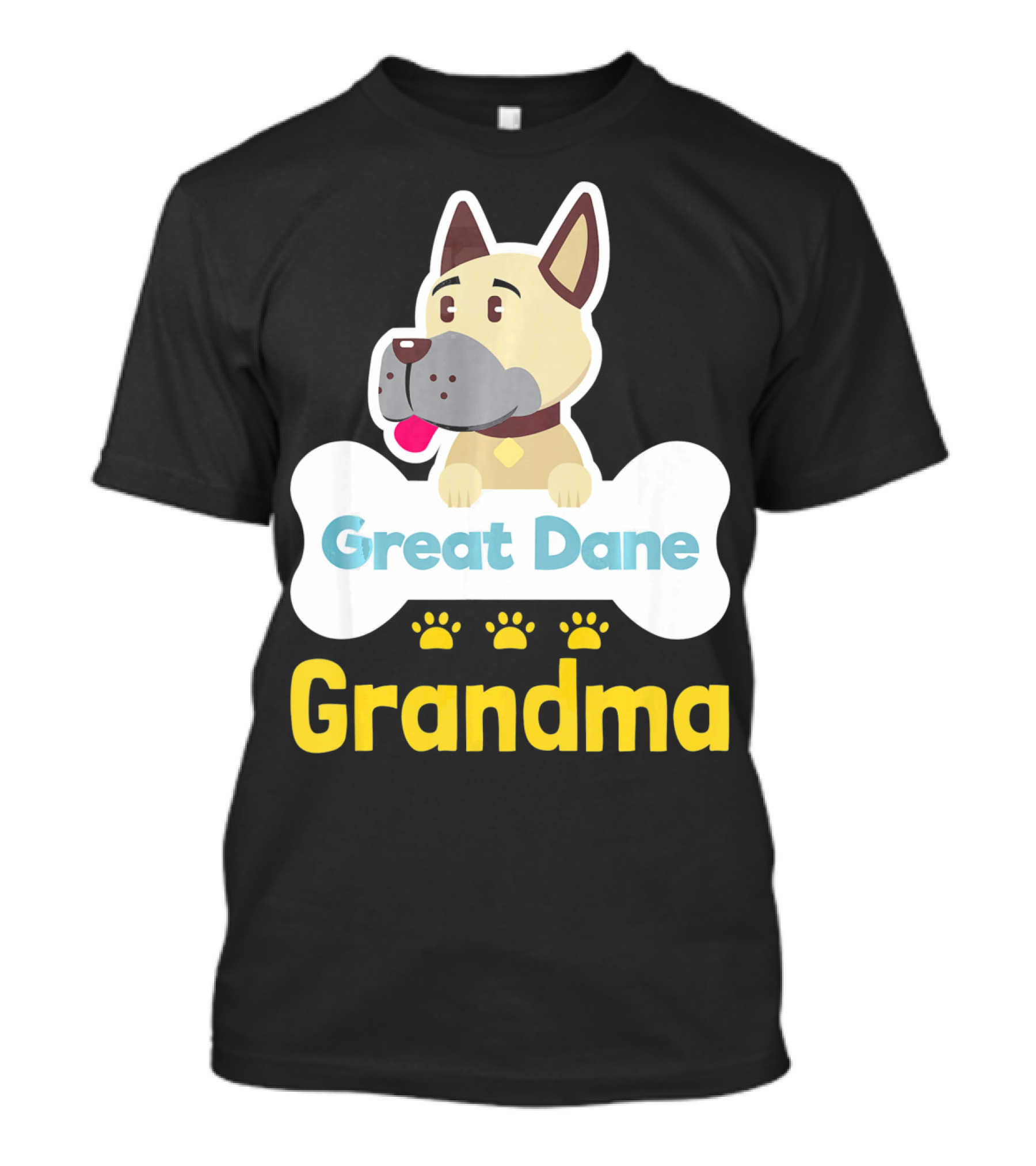 Great Dane Grandma Dog Bone With Paw Prints T-Shirt