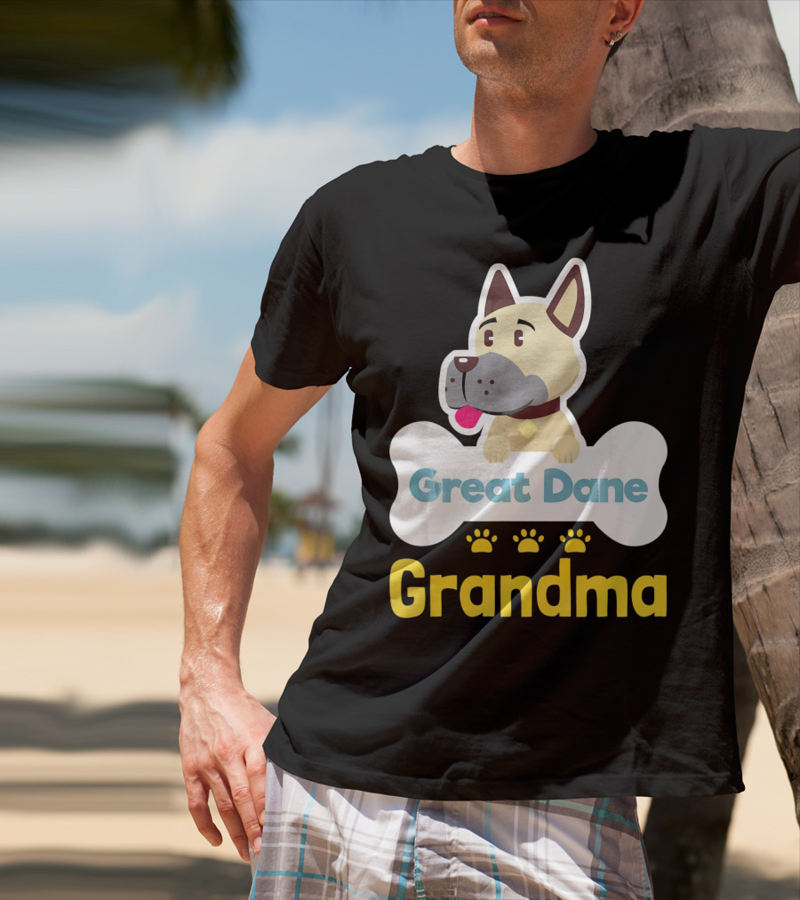 Great Dane Grandma Dog Bone With Paw Prints T-Shirt