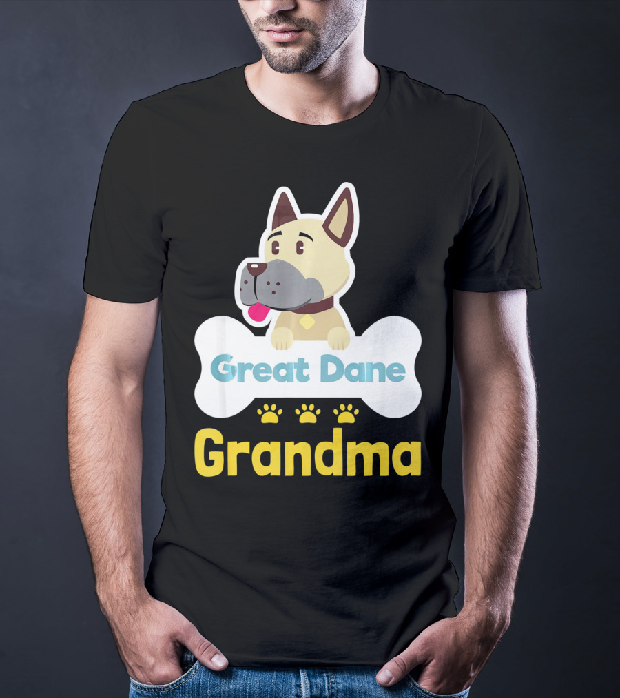 Great Dane Grandma Dog Bone With Paw Prints T-Shirt