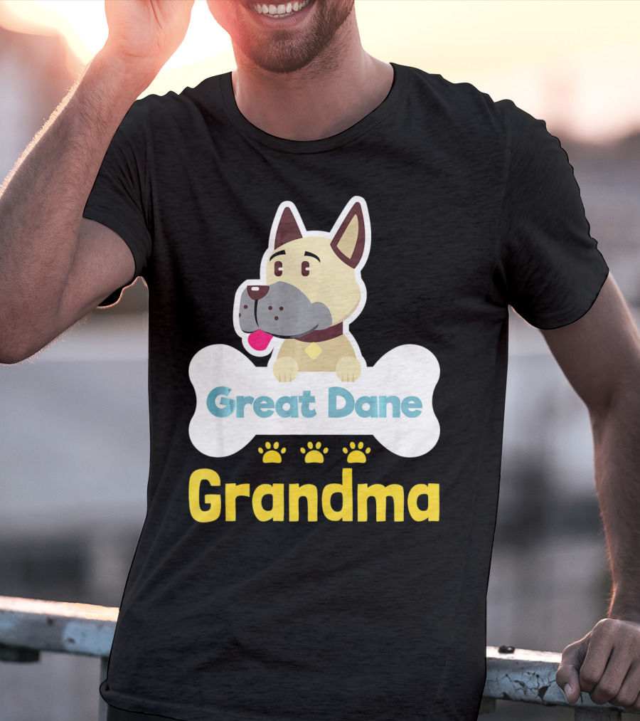 Great Dane Grandma Dog Bone With Paw Prints T-Shirt