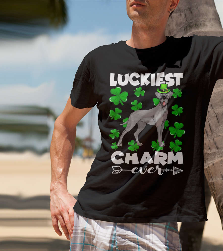 Luckiest Charm Ever Great Dane Shamrocks Hat T-Shirt