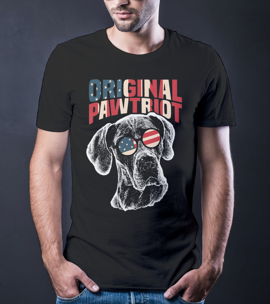 Original Pawtriot Great Dane USA Flag Funny July T-Shirt
