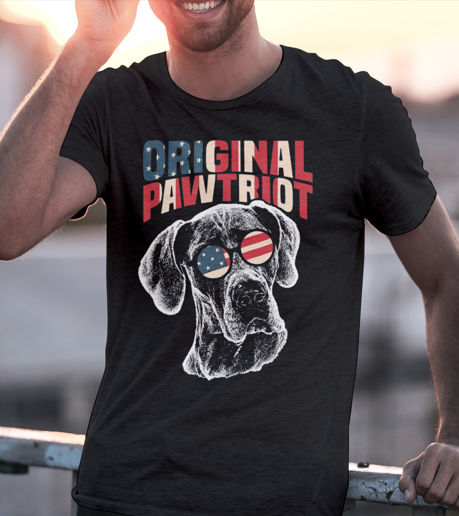 Original Pawtriot Great Dane USA Flag Funny July T-Shirt