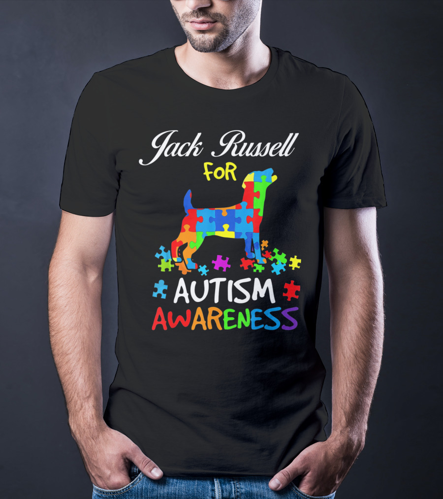 Jack Russell Dog For Autism Awareness Puzzle Pieces T-Shirt