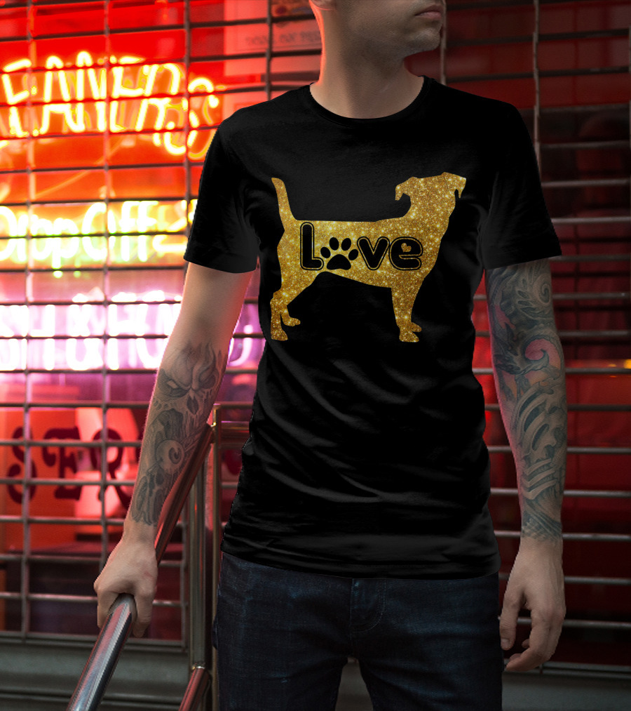 Jack Russell Gold Love Valentine Paw Print Dog T-Shirt