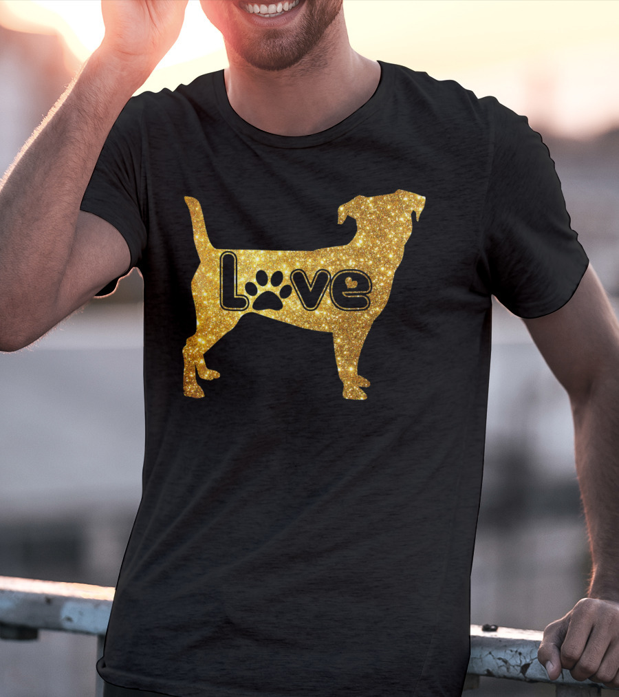 Jack Russell Gold Love Valentine Paw Print Dog T-Shirt