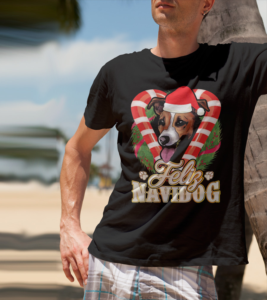 Feliz Navidog Jack Russell Terrier Santa Claus T-Shirt