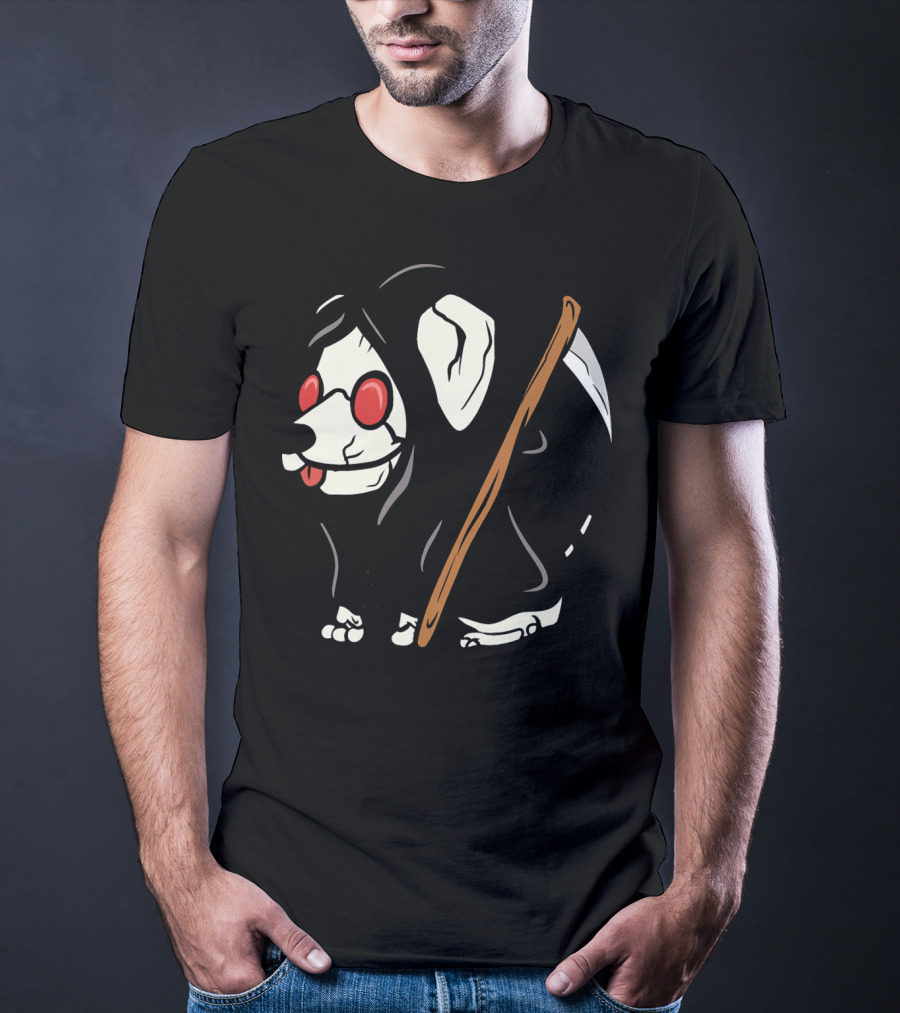 Jack Russell Terrier Reaper With Scythe And Red Glasses T-Shirt