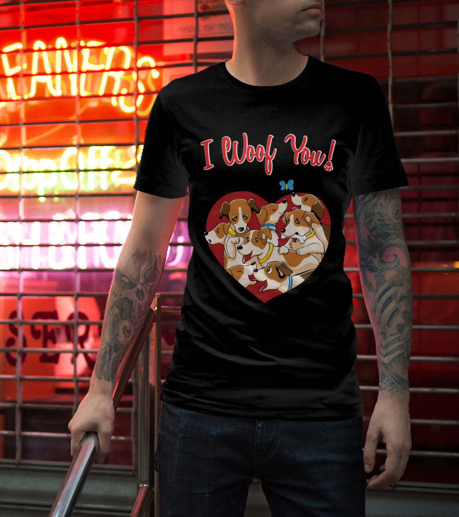 I Woof You Jack Russell Terrier Valentines Day Heart Puppies T-Shirt