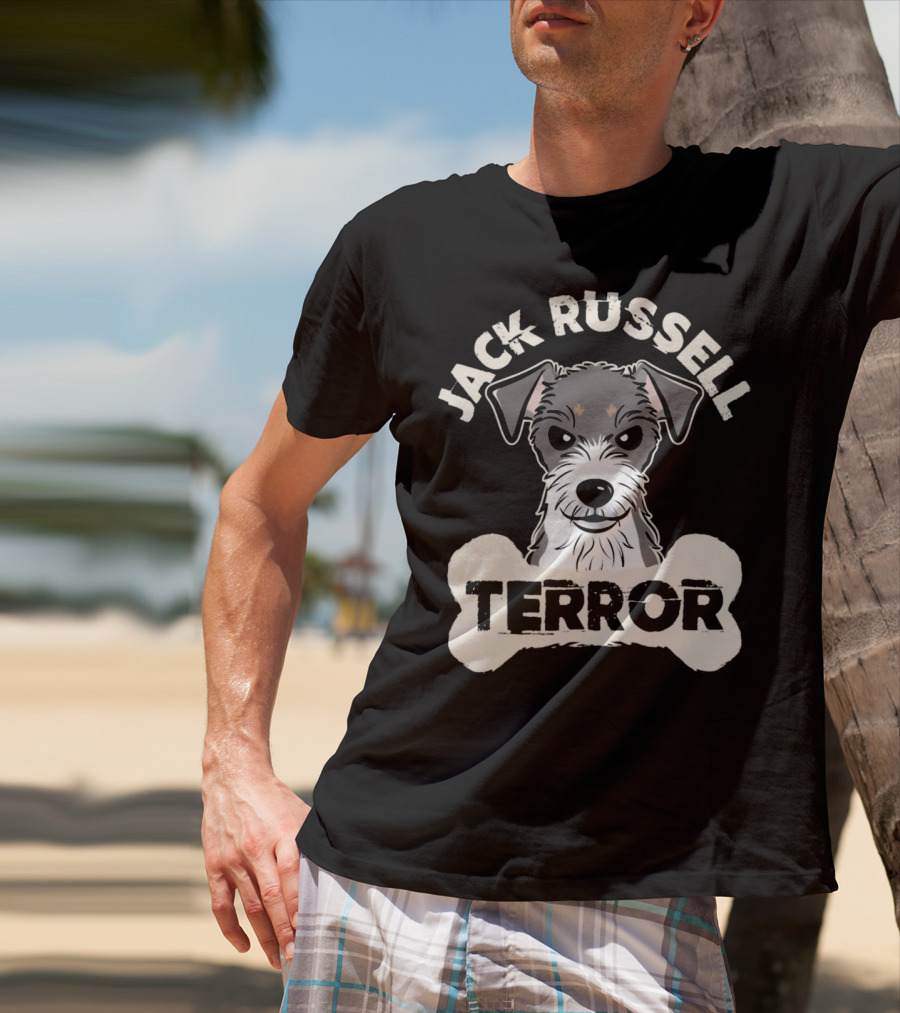 Jack Russell Terrier With Bone Graphic And 'Terror' Text T-Shirt