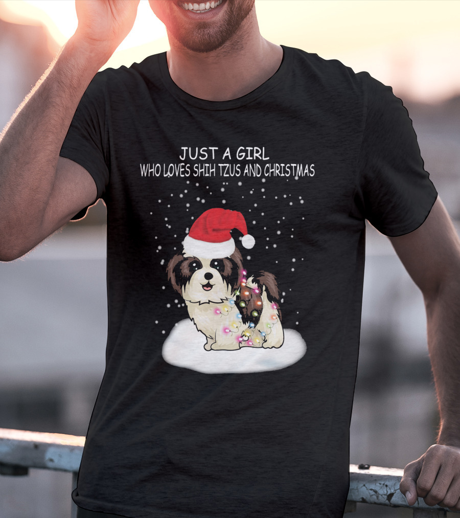 Just A Girl Who Loves Shih Tzu And Christmas T-Shirt