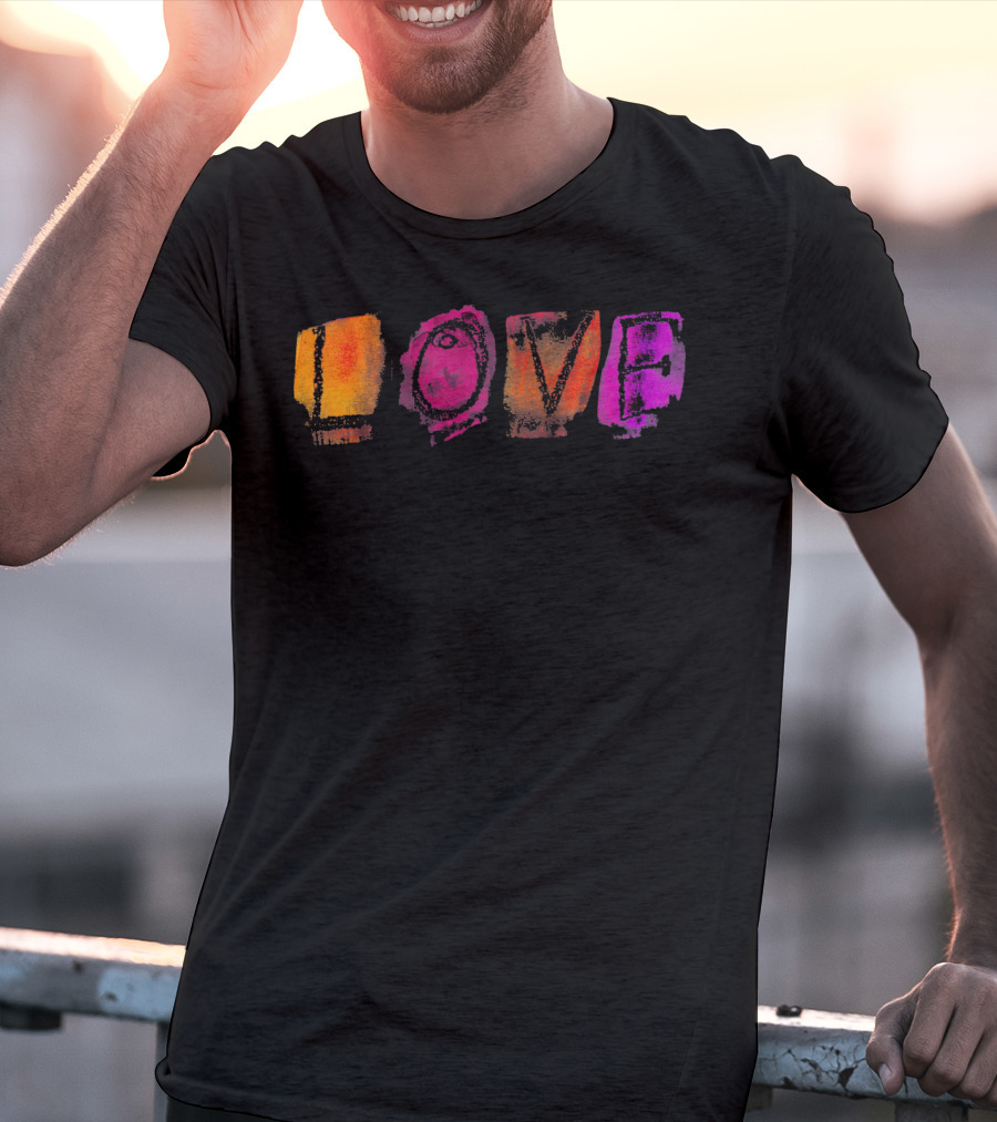 Love Colorful Watercolor Block Style Vibrant Letters T-Shirt