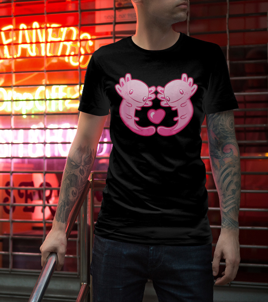 Axolotl Love Heart Cute Valentine's Amphibian T-Shirt