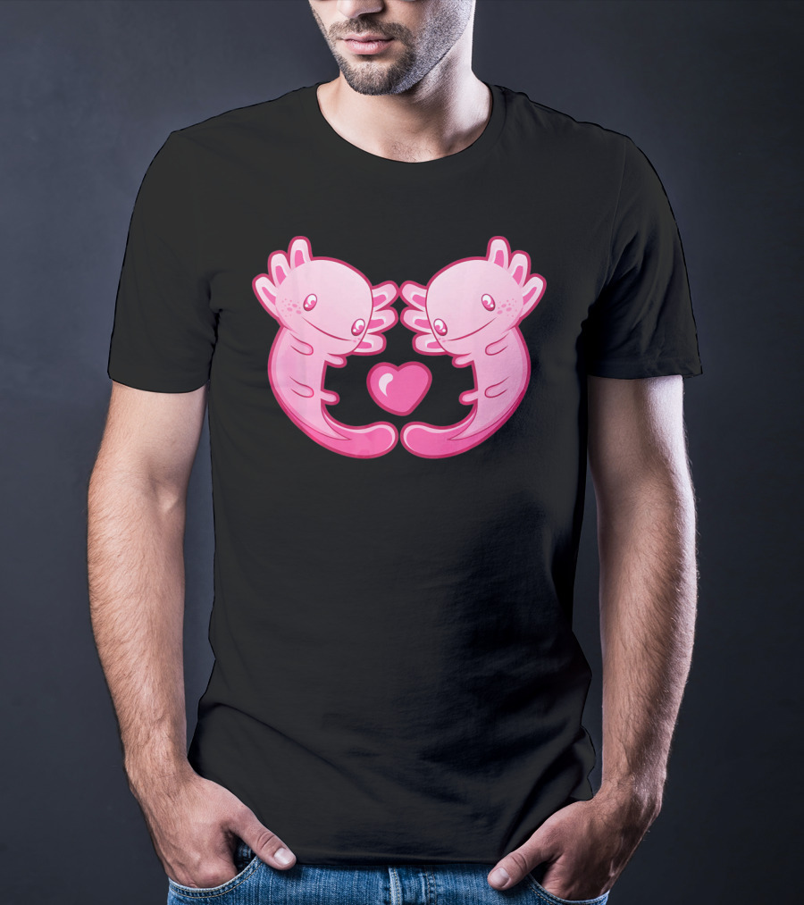 Axolotl Love Heart Cute Valentine's Amphibian T-Shirt